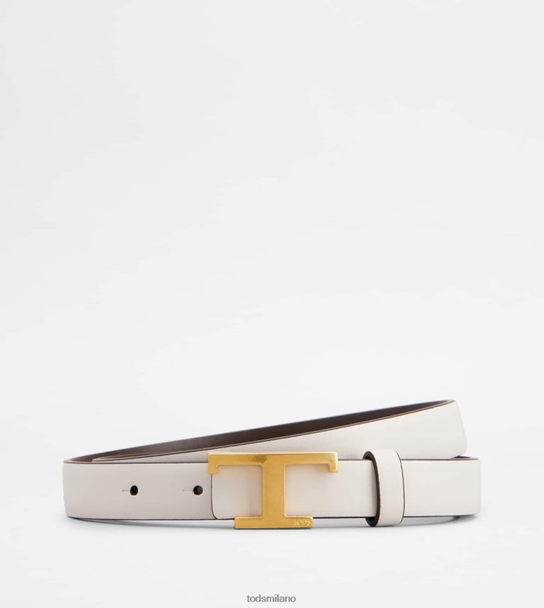 donnebianco/marrone Tod's t intramontabile cintura reversibile in pelle P66X8B243