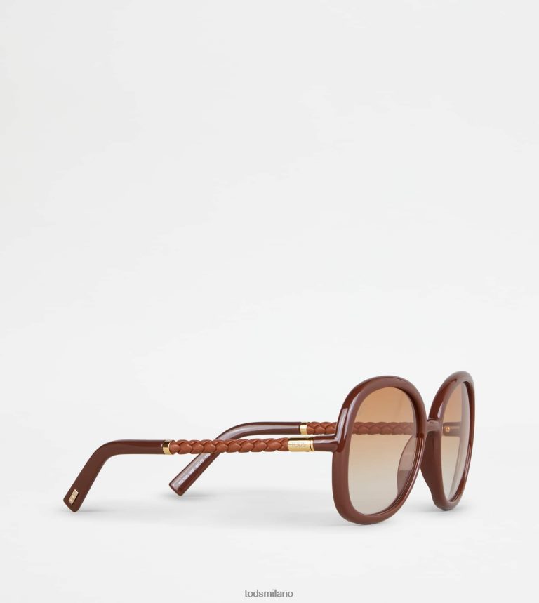 donnemarrone Tod's occhiali da sole con asta in pelle P66X8B535