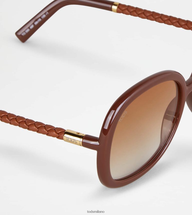 donnemarrone Tod's occhiali da sole con asta in pelle P66X8B535