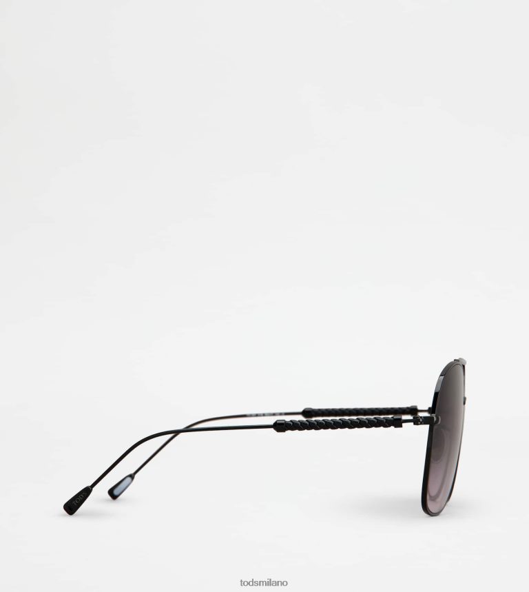 donnenero Tod's occhiali da sole con asta in pelle P66X8B524
