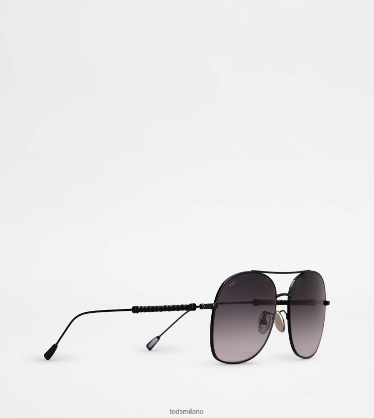 donnenero Tod's occhiali da sole con asta in pelle P66X8B524