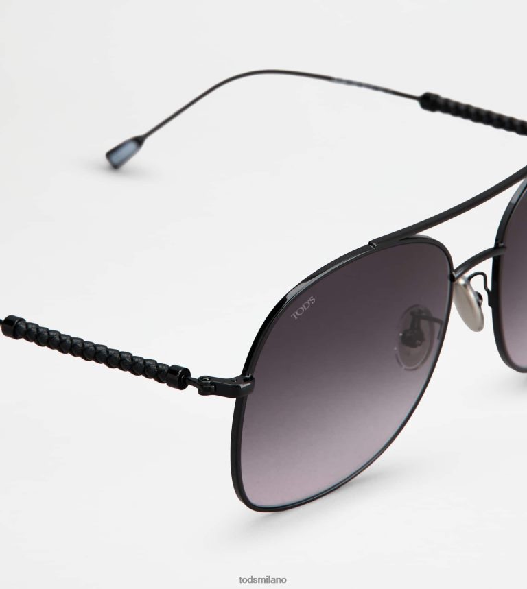donnenero Tod's occhiali da sole con asta in pelle P66X8B524