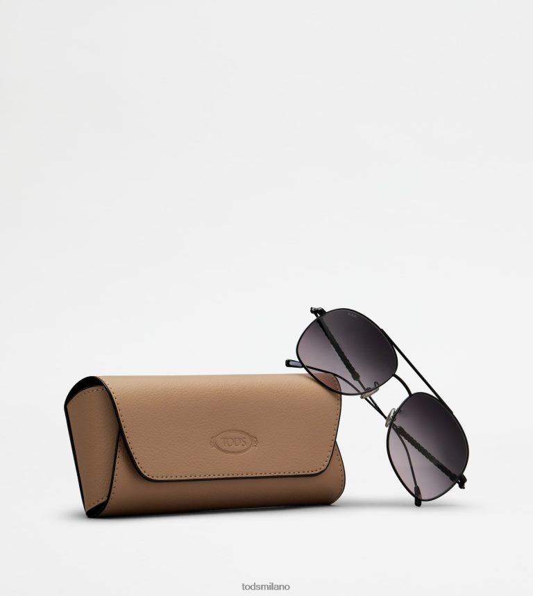 donnenero Tod's occhiali da sole con asta in pelle P66X8B524