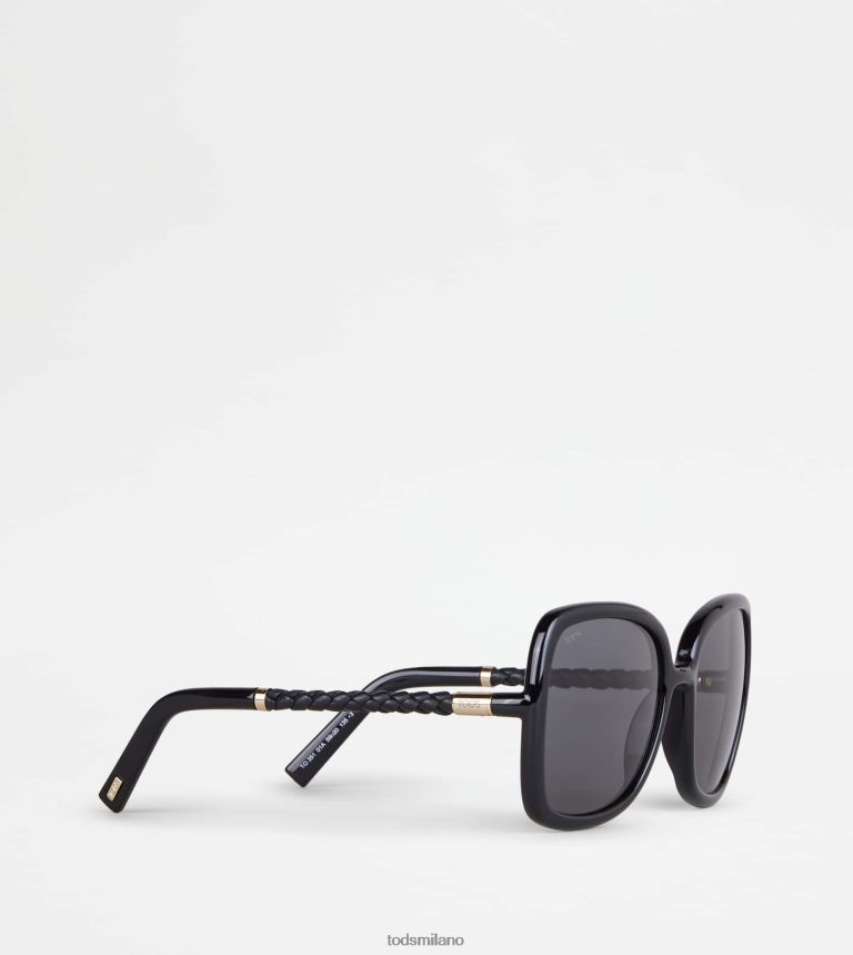 donnenero Tod's occhiali da sole con asta in pelle P66X8B534
