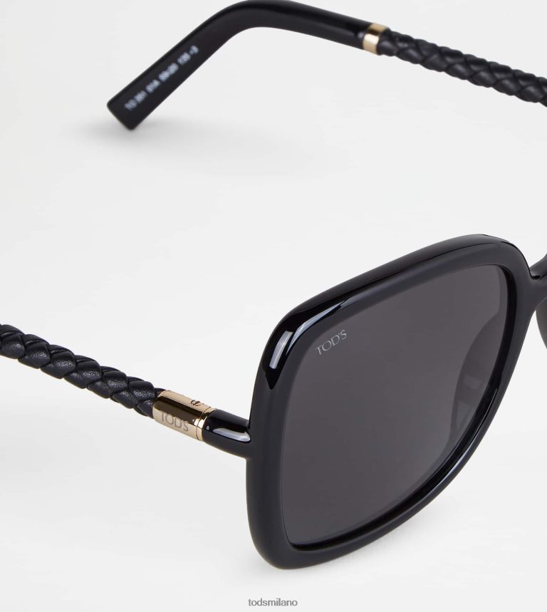 donnenero Tod's occhiali da sole con asta in pelle P66X8B534
