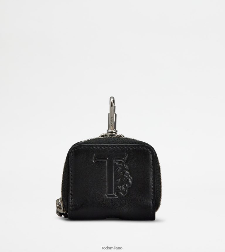 donnenero Tod's Porta airpods in pelle P66X8B504