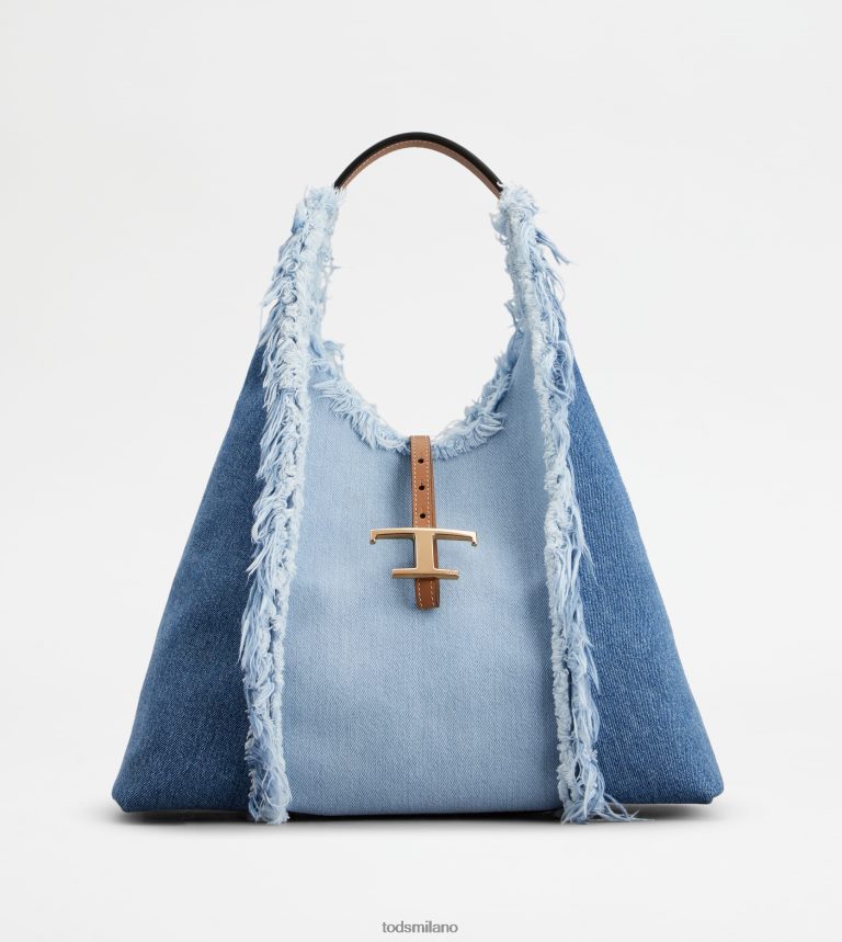 donneazzurro/marrone Tod's t intramontabile borsa hobo in denim e pelle media P66X8B389
