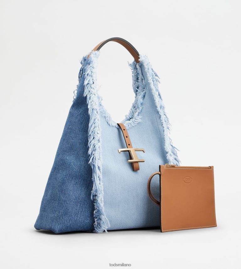 donneazzurro/marrone Tod's t intramontabile borsa hobo in denim e pelle media P66X8B389