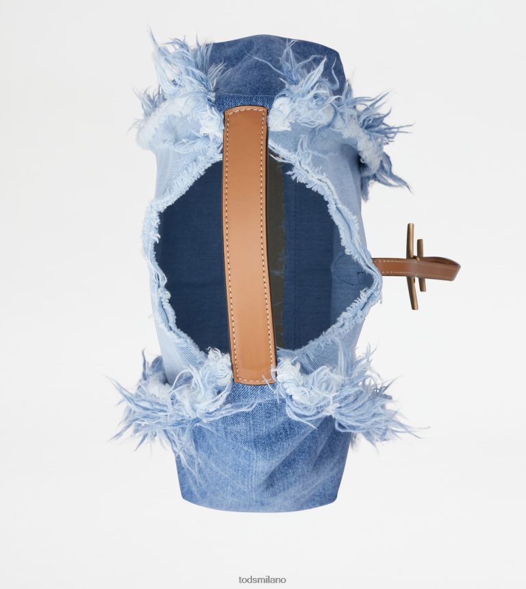 donneazzurro/marrone Tod's t intramontabile borsa hobo in denim e pelle media P66X8B389
