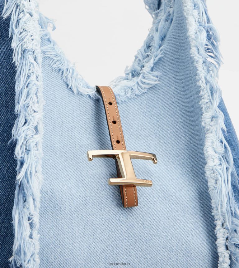 donneazzurro/marrone Tod's t intramontabile borsa hobo in denim e pelle media P66X8B389