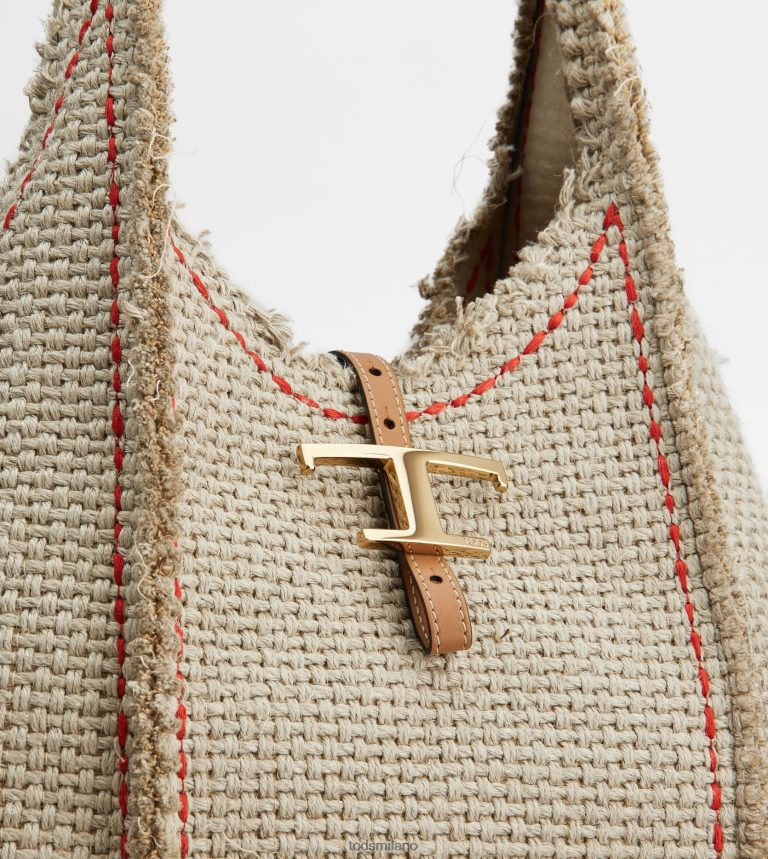 donnebeige Tod's t Intramontabile borsa hobo in tessuto e pelle media P66X8B390