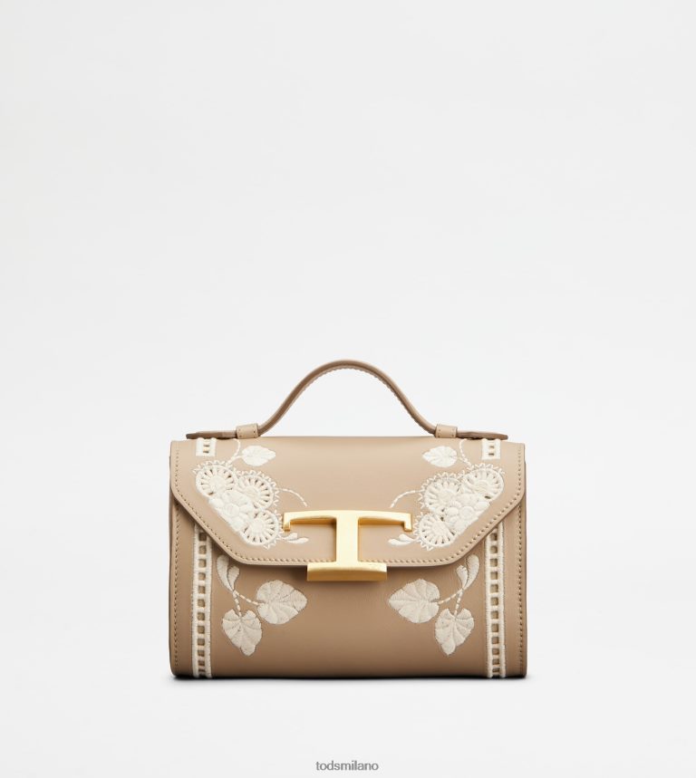 donnebeige Tod's t intramontabile borsa a tracolla in micropelle P66X8B455