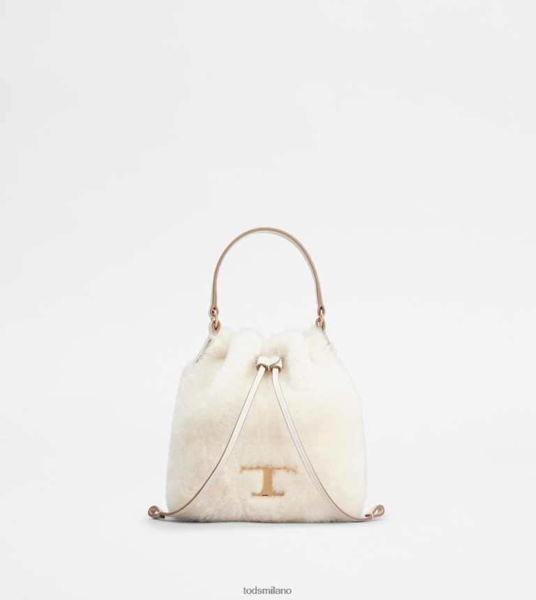 donnebianco Tod's intramontabile borsa a secchiello in montone e pelle micro P66X8B447