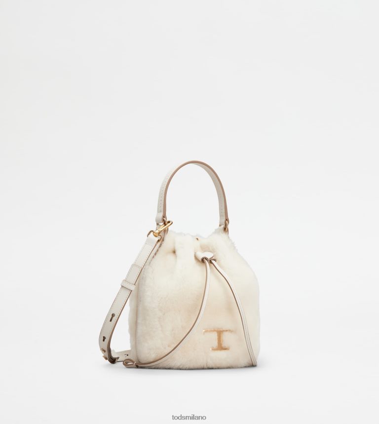 donnebianco Tod's intramontabile borsa a secchiello in montone e pelle micro P66X8B447