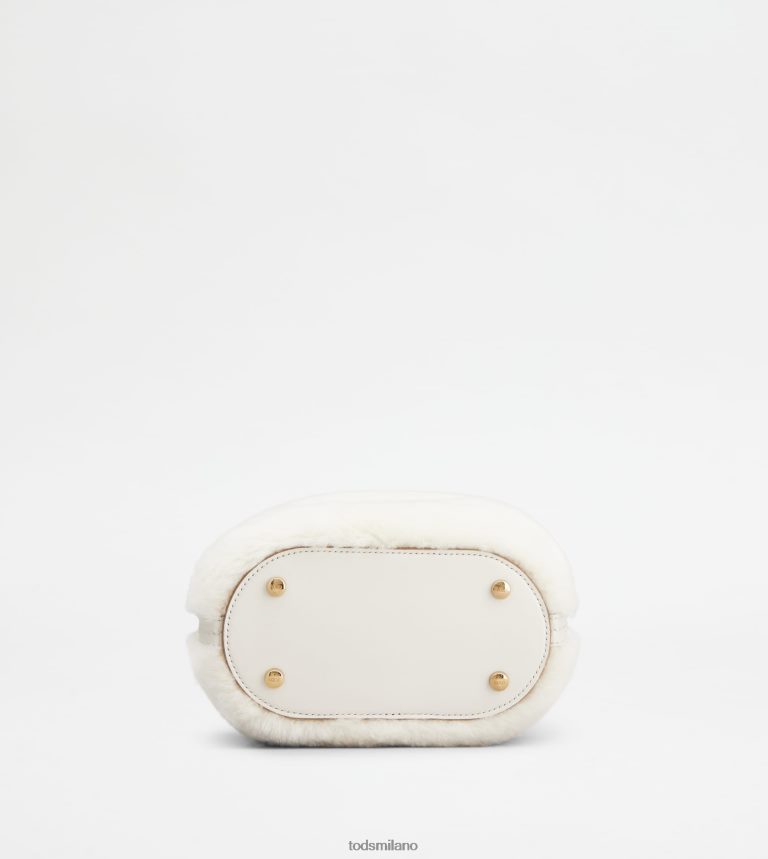 donnebianco Tod's intramontabile borsa a secchiello in montone e pelle micro P66X8B447