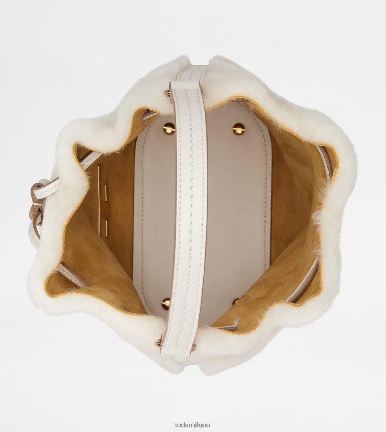 donnebianco Tod's intramontabile borsa a secchiello in montone e pelle micro P66X8B447