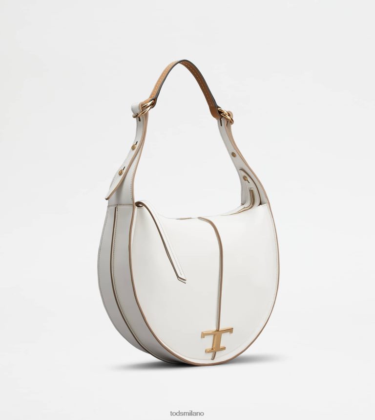 donnebianco Tod's t intramontabile borsa hobo in pelle media P66X8B420
