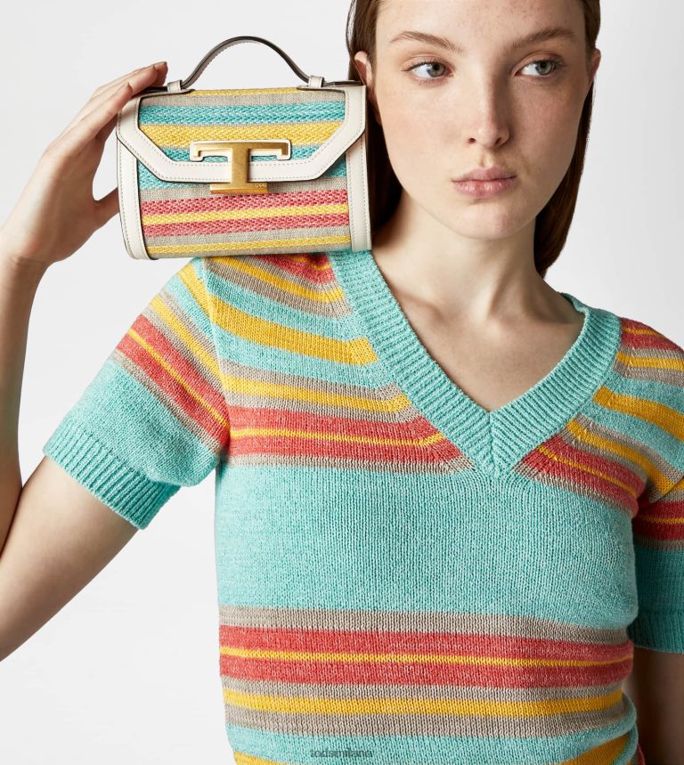 donnebianco sporco/azzurro/giallo Tod's t Intramontabile borsa a tracolla in tessuto e pelle micro P66X8B452