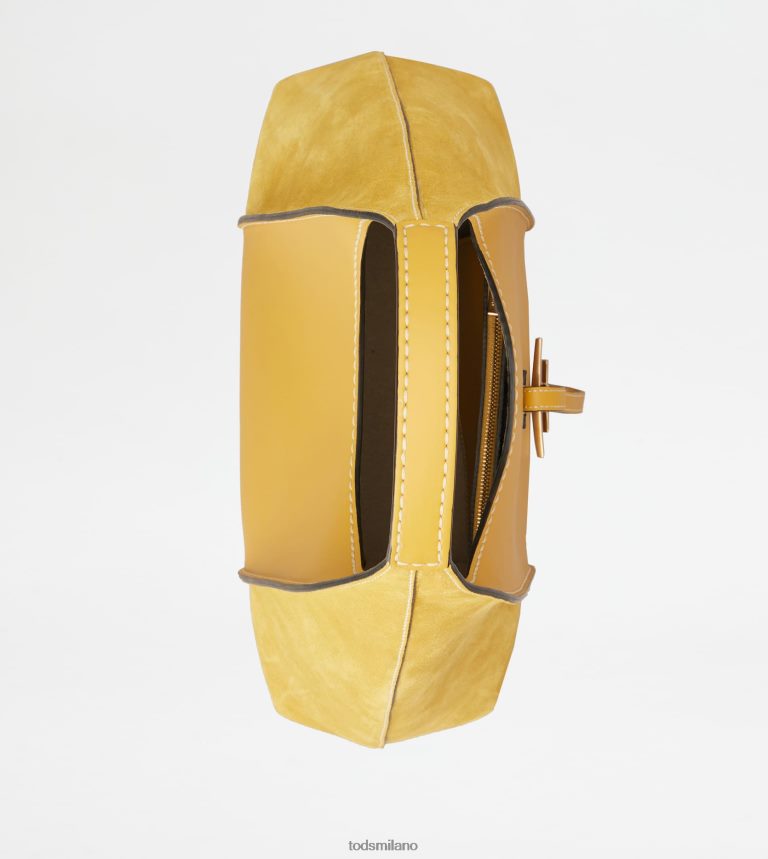 donnegiallo Tod's t intramontabile borsa hobo in pelle liscia e pelle scamosciata media P66X8B388