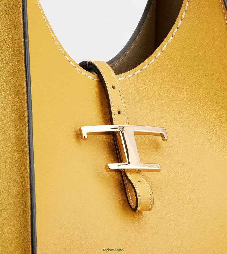 donnegiallo Tod's t intramontabile borsa hobo in pelle liscia e pelle scamosciata media P66X8B388