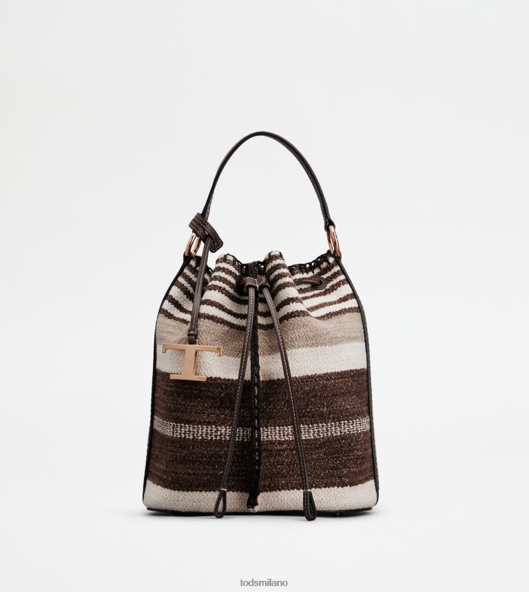 donnemarrone Tod's borsa a secchiello in tessuto e pelle piccola P66X8B436