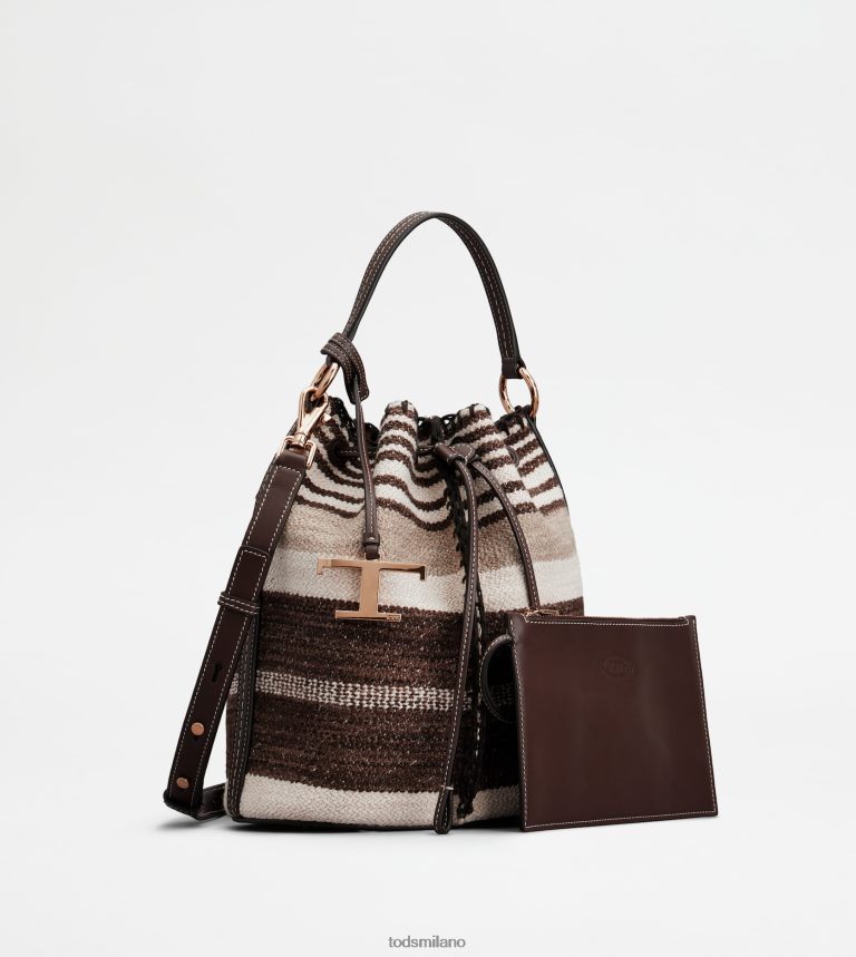 donnemarrone Tod's borsa a secchiello in tessuto e pelle piccola P66X8B436