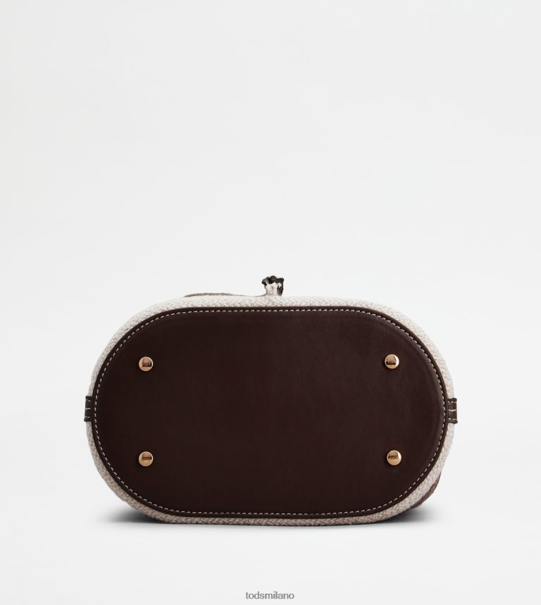 donnemarrone Tod's borsa a secchiello in tessuto e pelle piccola P66X8B436
