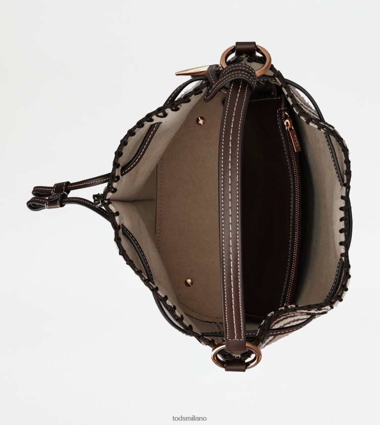 donnemarrone Tod's borsa a secchiello in tessuto e pelle piccola P66X8B436