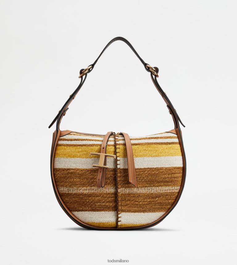 donnemarrone Tod's t Intramontabile borsa hobo in pelle e tessuto media P66X8B413