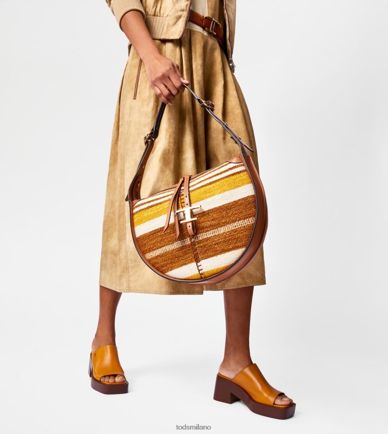 donnemarrone Tod's t Intramontabile borsa hobo in pelle e tessuto media P66X8B413