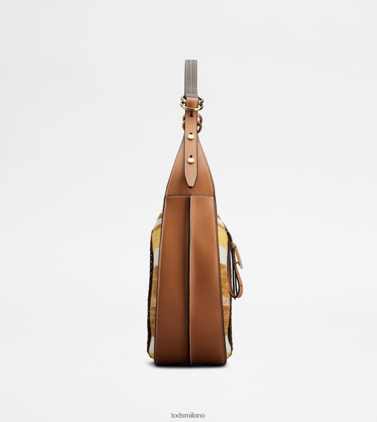 donnemarrone Tod's t Intramontabile borsa hobo in pelle e tessuto media P66X8B413
