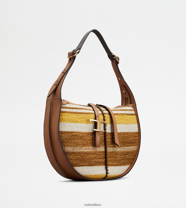 donnemarrone Tod's t Intramontabile borsa hobo in pelle e tessuto media P66X8B413