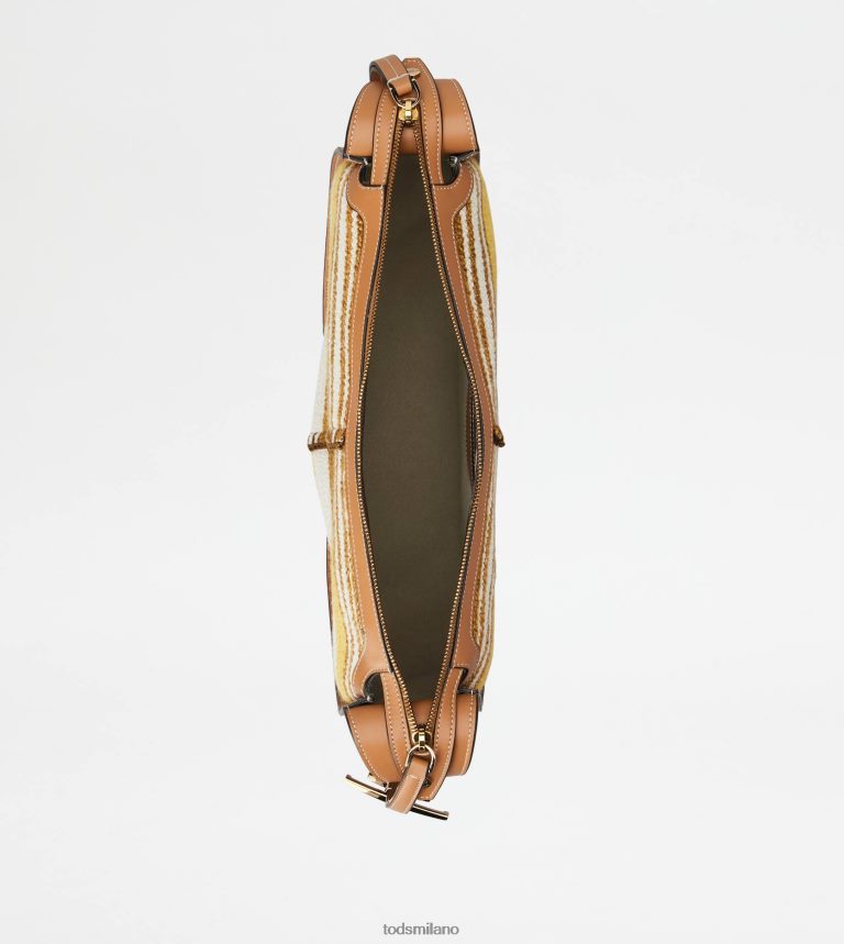 donnemarrone Tod's t Intramontabile borsa hobo in pelle e tessuto media P66X8B413
