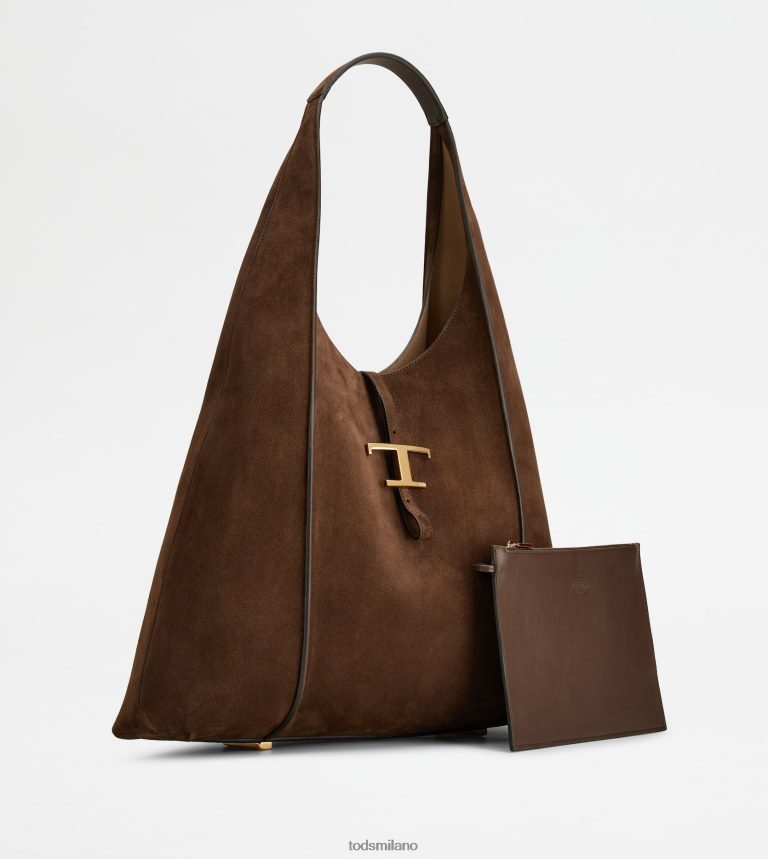 donnemarrone Tod's t intramontabile borsa hobo in pelle scamosciata grande P66X8B382