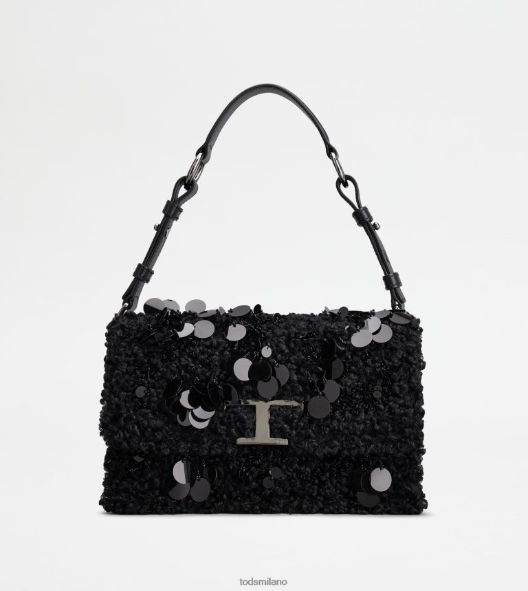 donnenero Tod's t intramontabile borsa a tracolla in eco-pelliccia e pelle mini P66X8B409