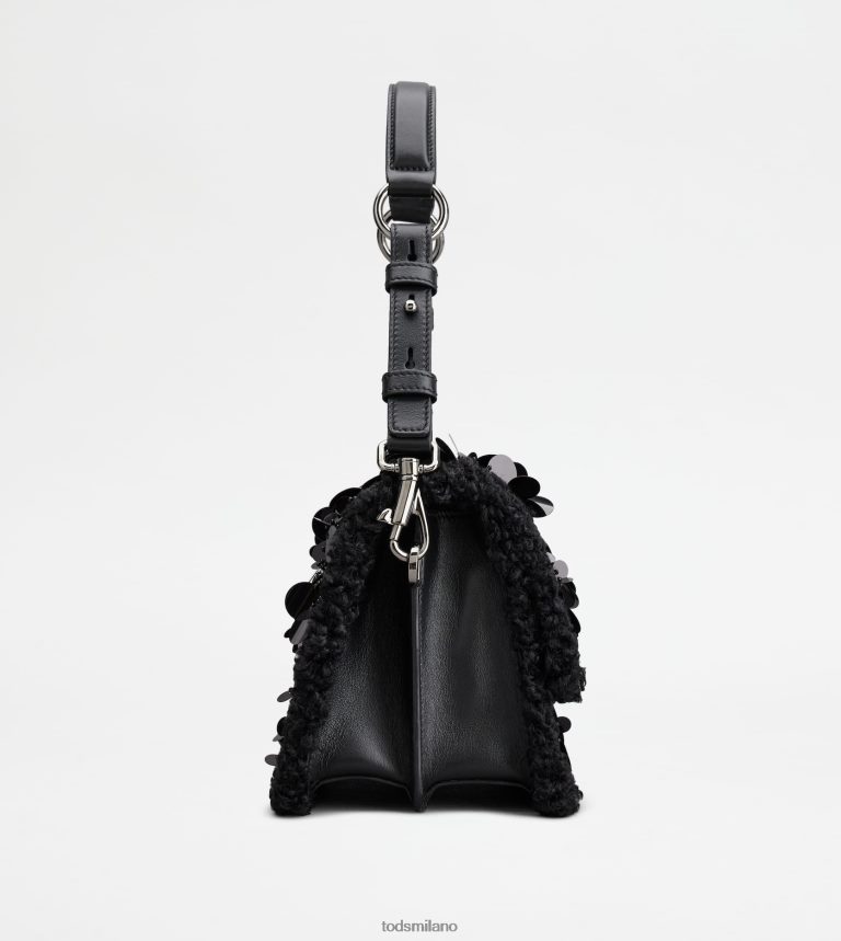 donnenero Tod's t intramontabile borsa a tracolla in eco-pelliccia e pelle mini P66X8B409