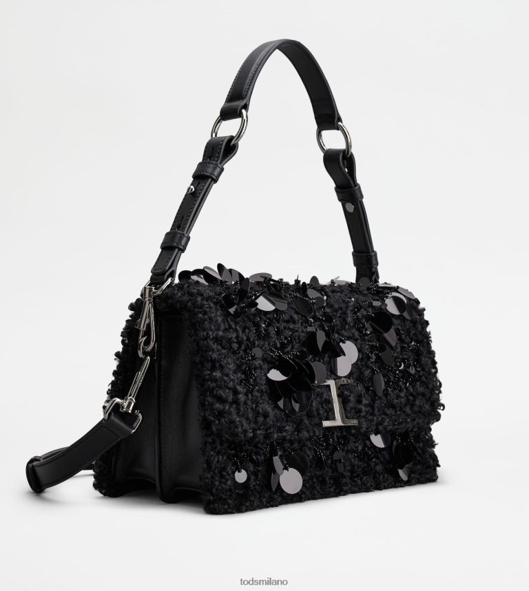 donnenero Tod's t intramontabile borsa a tracolla in eco-pelliccia e pelle mini P66X8B409