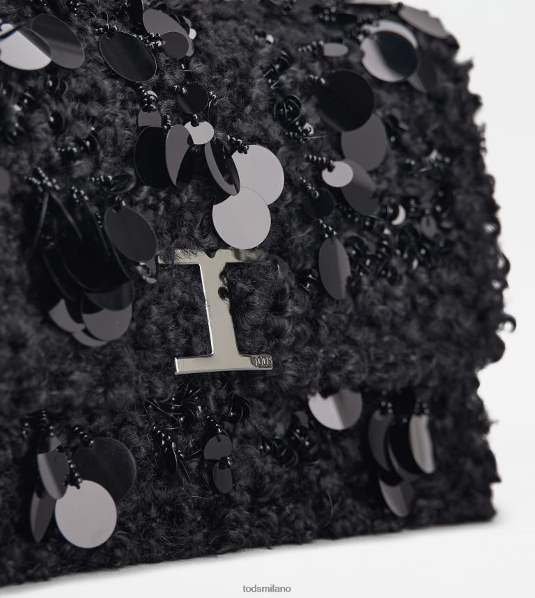 donnenero Tod's t intramontabile borsa a tracolla in eco-pelliccia e pelle mini P66X8B409