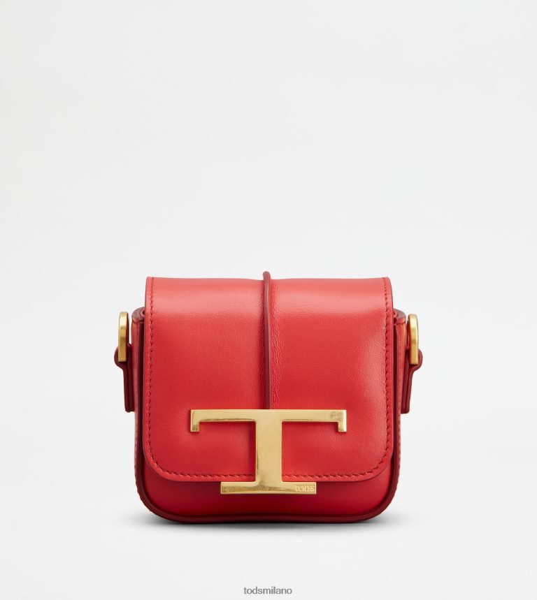 donnerosso Tod's t intramontabile borsa a tracolla in pelle con tracolla a catena P66X8B439