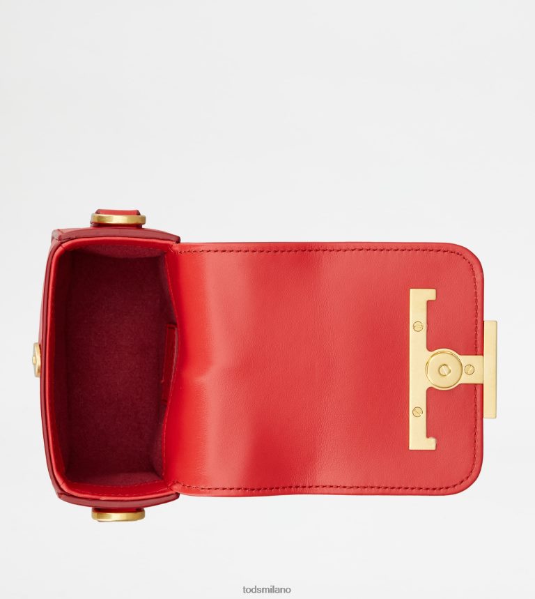 donnerosso Tod's t intramontabile borsa a tracolla in pelle con tracolla a catena P66X8B439