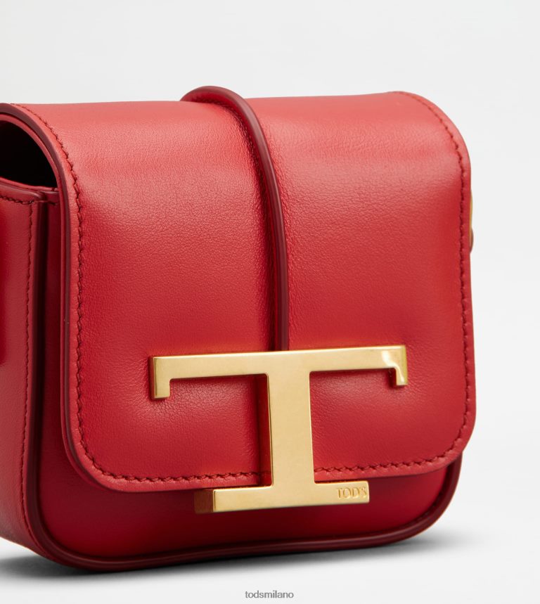 donnerosso Tod's t intramontabile borsa a tracolla in pelle con tracolla a catena P66X8B439