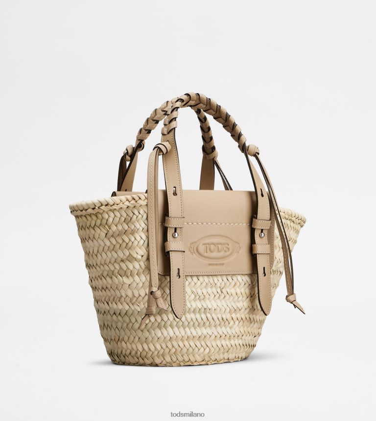 donnebeige Tod's borsa shopping in paglia e pelle piccola P66X8B332