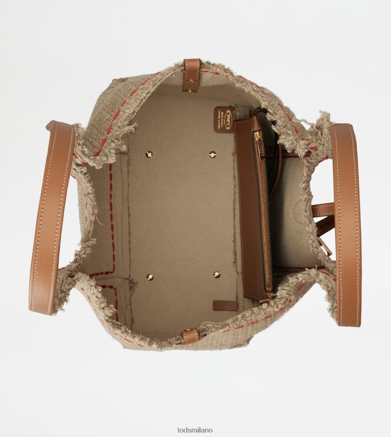 donnebeige Tod's t intramontabile shopping bag in tessuto e pelle piccola P66X8B291