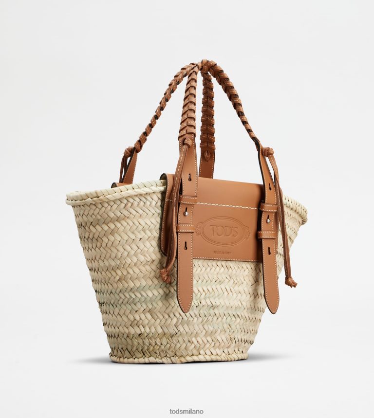 donnemarrone Tod's borsa shopping in paglia e pelle media P66X8B292