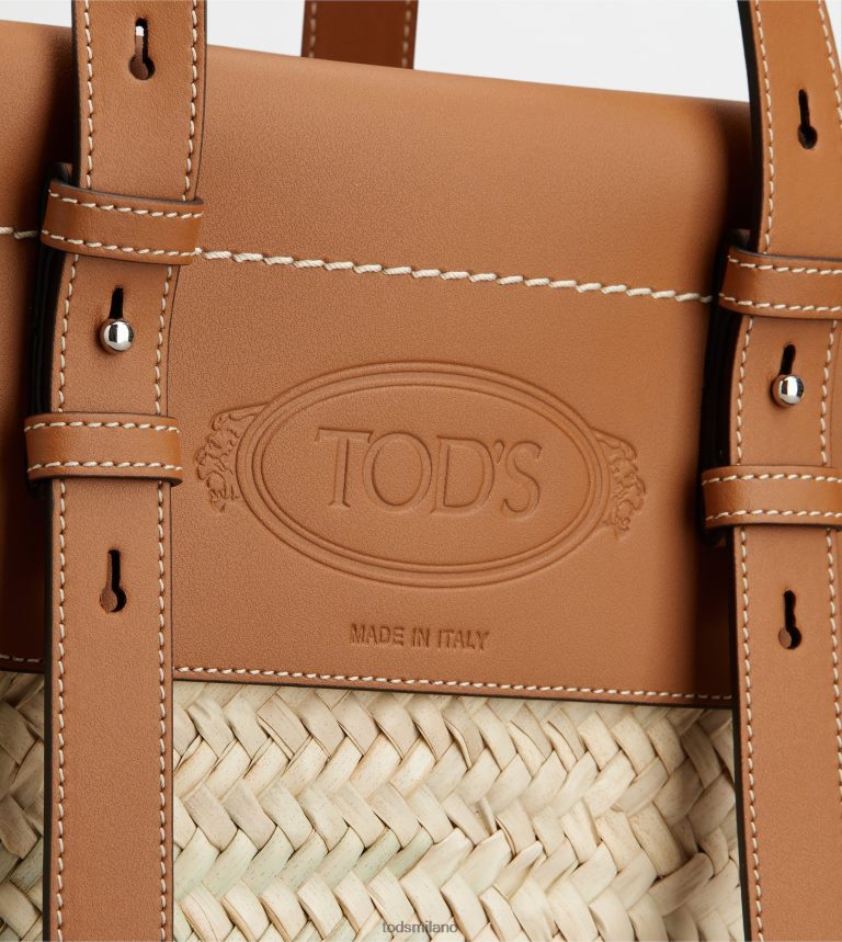 donnemarrone Tod's borsa shopping in paglia e pelle media P66X8B292