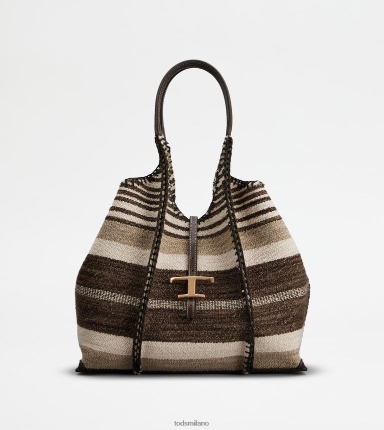 donnemarrone Tod's t intramontabile shopping bag in tessuto e pelle media P66X8B289