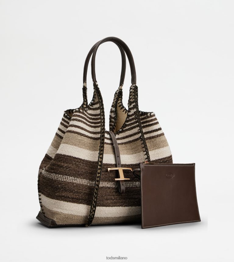donnemarrone Tod's t intramontabile shopping bag in tessuto e pelle media P66X8B289