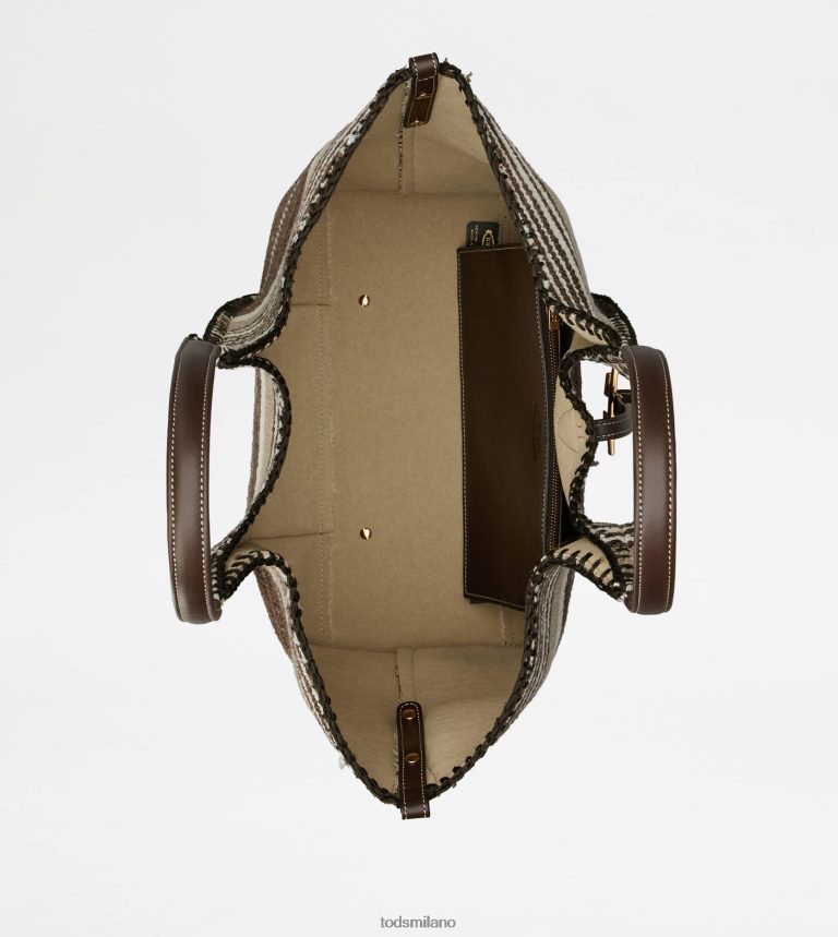 donnemarrone Tod's t intramontabile shopping bag in tessuto e pelle media P66X8B289