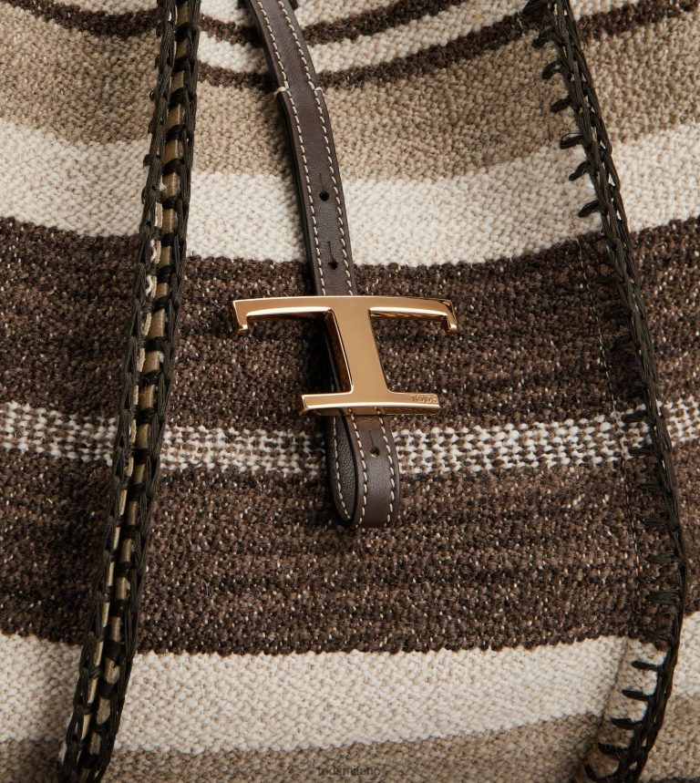 donnemarrone Tod's t intramontabile shopping bag in tessuto e pelle media P66X8B289