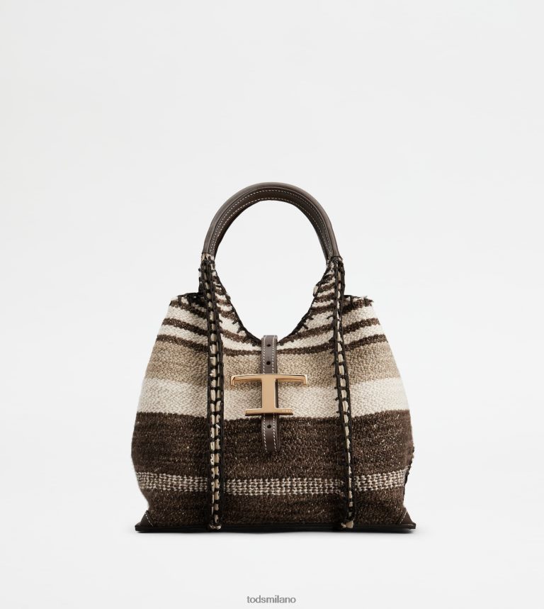donnemarrone Tod's t intramontabile shopping bag in tessuto e pelle mini P66X8B290